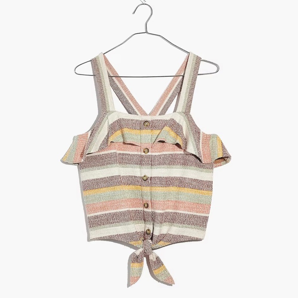 Madewell Texture & Thread Striped Ruffle Tie-Front Tank - Picture 5 of 14
